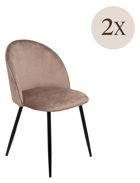 Set di 2 sedie design imbottite in velluto tortora - Achito