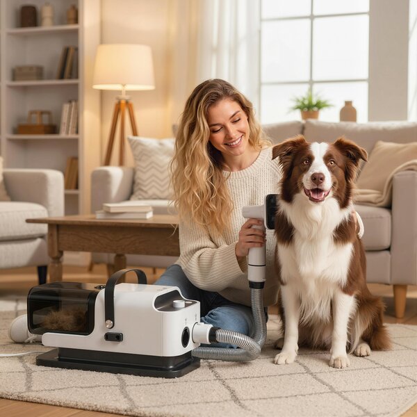 PawHut Asciugatore Blower 5-in-1 600W Asciugatore per Cani con Velocità del Vento e Temperature Regolabili 37,6x17,5x18,5 cm Bianco | Aosom Italy