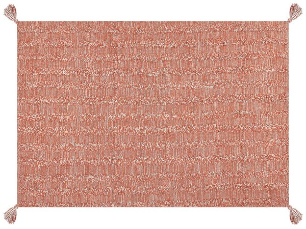 Tappeto in cotone con motivo semplice arancione 160 x 230 cm camera da letto soggiorno Beliani