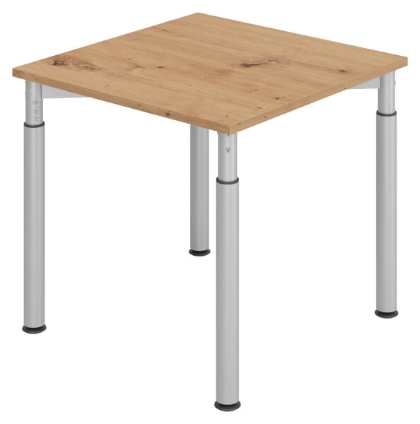 Bümö Scrivania Serie-Y - Struttura: argento, decorazione: rovere nodoso, dimensioni: 80 x 80 cm