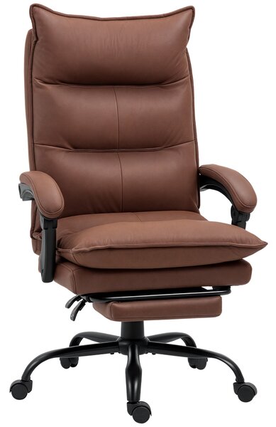 Vinsetto Sedia regolabile da ufficio con massaggio e riscaldamento, poggiapiedi, fino a 120 kg, 66x74x121,5 cm, Marrone | Aosom Italy