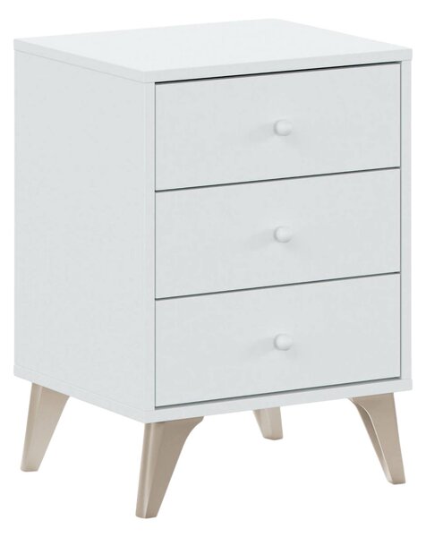 Comodino 1 ripiano bianco e rovere 40x33x56h cm - Attina