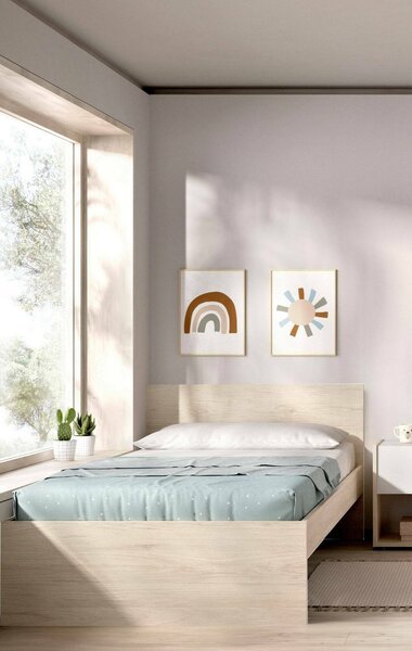 Letto singolo rovere 194x95cm adatto per materasso 90x190 cm - Haikui