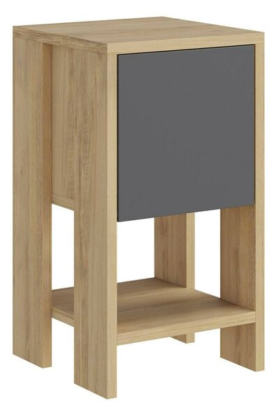 Comodino in legno quercia e antracite 30x30x55h cm - Filippa