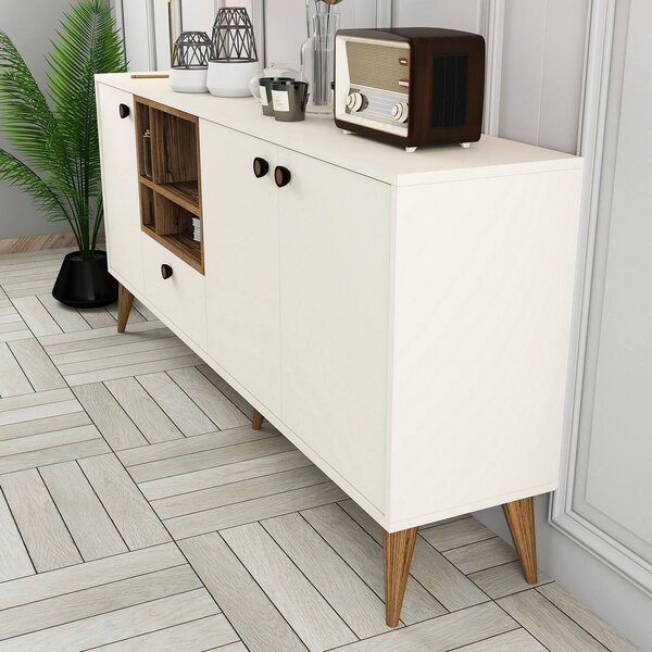 Credenza crema 180x35x81h cm 3 ante e 1 cassetto - Lucertola