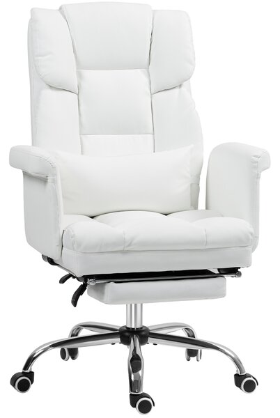 HOMCOM Sedia da ufficio ergonomica, regolabile in altezza 48-56 cm, schienale reclinabile, poggiapiedi, bianca | Aosom Italy