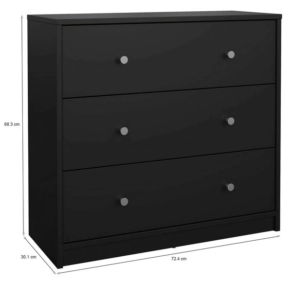 Cassettiera 3 cassetti nera 72x68h cm - Alert
