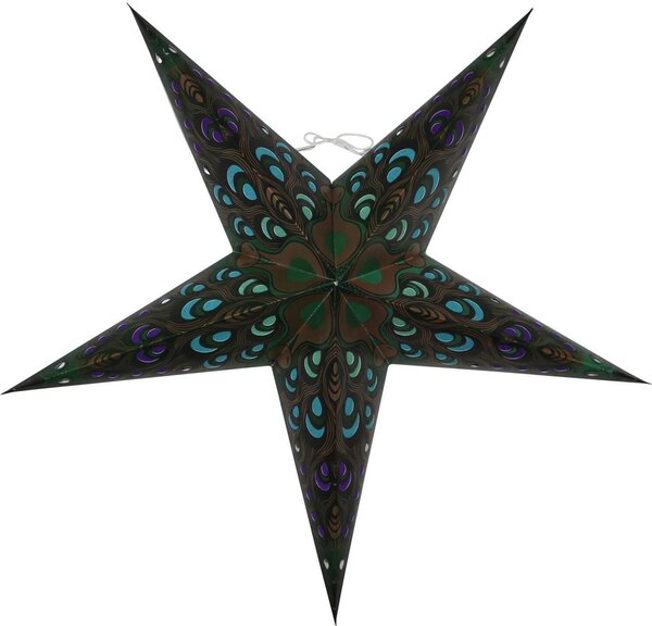Stella di carta - Stella di Natale - Stella a 5 punte - con motivi colorati - 60 cm