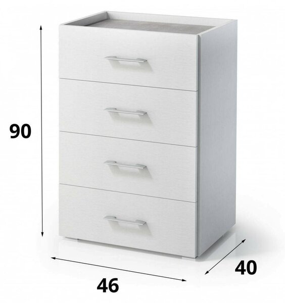 Cassettiera in legno bianca e cemento 50x87h cm - Avim