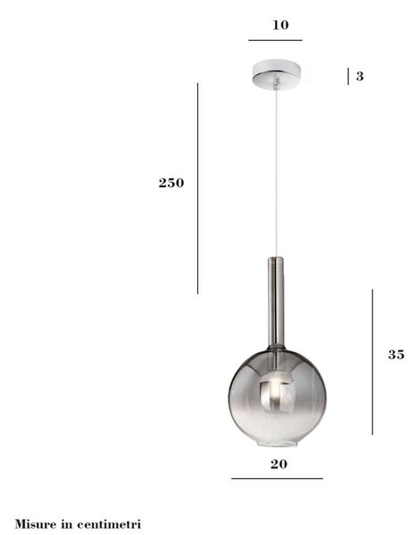 Sospensione vetro fumè specchiato perenz lollipop 8554 sp 6247 e27 led - Perenz