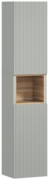 HOMCOM Armadio Alto per Bagno Colonna Stretta con Ripiano Aperto e Ripiani Regolabili 2 Porte Scanalate 30x24x140 cm Verde | Aosom Italy