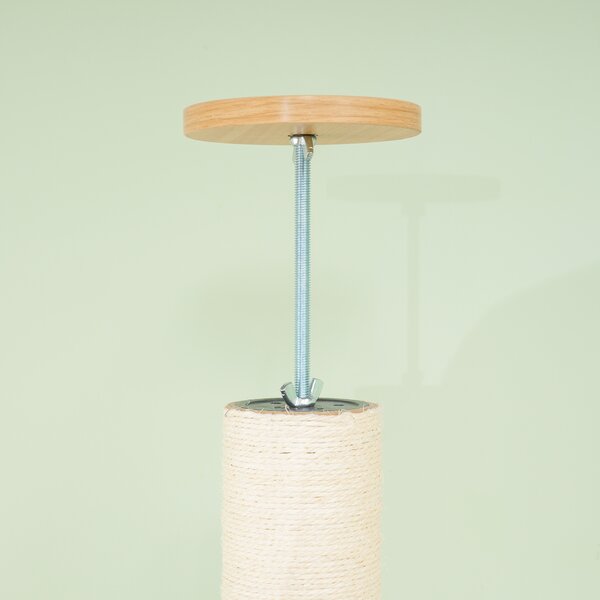PawHut Tiragraffi a soffitto con protezione anti-ribaltamento, palo in corda di sisal e pannello truciolare, 40x40x250 cm, Crema e bianco | Aosom Italy