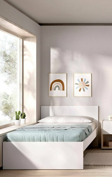Letto singolo bianco 194x95cm adatto per materasso 90x190 cm - Haikui