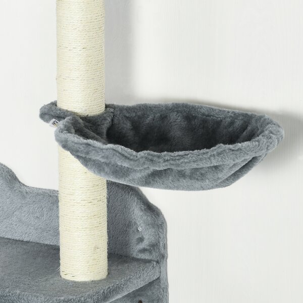 PawHut Gradini da arrampicata con Scala, tiragraffi e amaca per gatti, 40x28x73 cm, grigio e crema | Aosom Italy