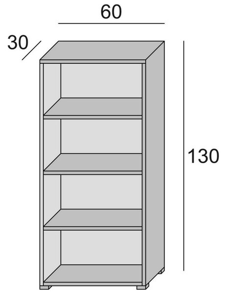 Libreria 3 ripiani bianca e rovere 60x130h cm - Aky