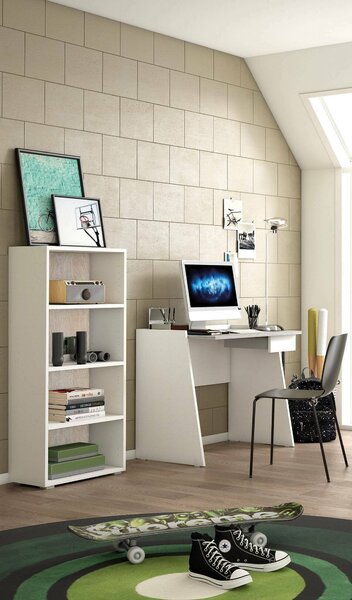 Libreria 3 ripiani bianca e rovere 60x130h cm - Aky