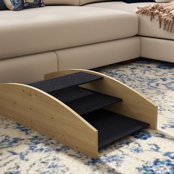 PawHut Altalena 2-in-1 per cani con scaletta, antiscivolo e abete, 80x39,5 cm, Legno naturale | Aosom Italy