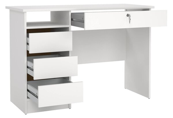Scrivania lineare bianca 109x48cm con 3 cassetti - Franklin