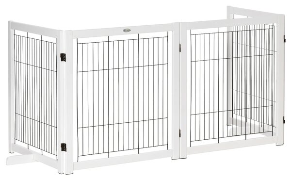 PawHut Cancelletto a 4 pannelli per Cani e animali Recinzione Autoportante con Piedini, 305x82 cm, Bianco | Aosom Italy