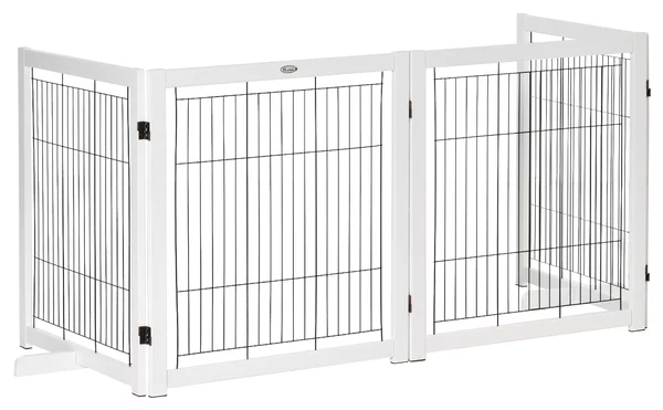PawHut Cancelletto a 4 pannelli per Cani e animali Recinzione Autoportante con Piedini, 305x82 cm, Bianco | Aosom Italy