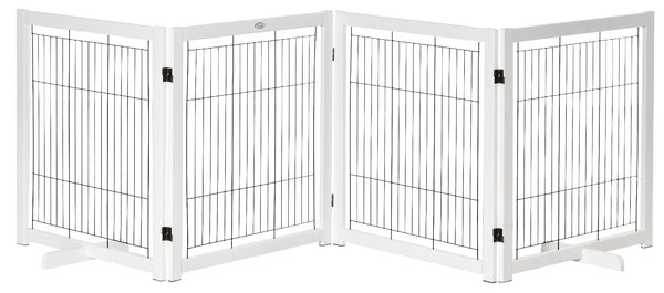 PawHut Cancelletto a 4 pannelli per Cani e animali Recinzione Autoportante con Piedini, 305x82 cm, Bianco | Aosom Italy