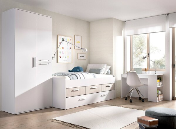 Scrivania lineare bianca 115x50cm con 1 cassetto - Arianella