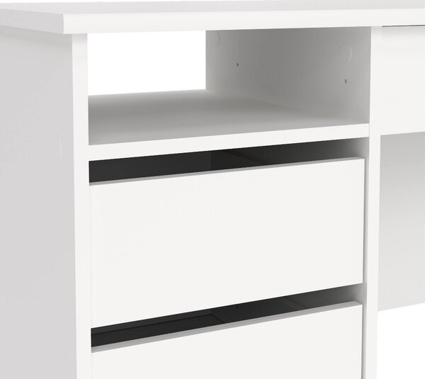 Scrivania lineare bianca 109x48cm con 3 cassetti - Franklin