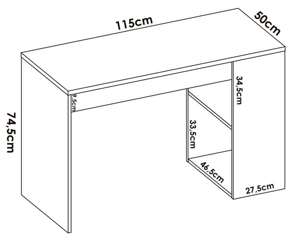 Scrivania lineare bianca 115x50cm con 1 cassetto - Arianella