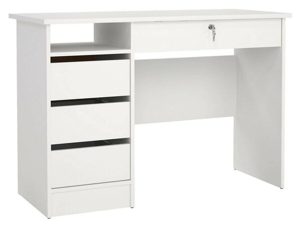 Scrivania lineare bianca 109x48cm con 3 cassetti - Franklin