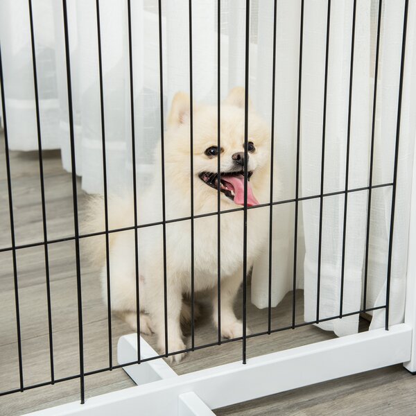 PawHut Cancelletto a 4 pannelli per Cani e animali Recinzione Autoportante con Piedini, 305x82 cm, Bianco | Aosom Italy