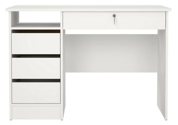 Scrivania lineare bianca 109x48cm con 3 cassetti - Franklin