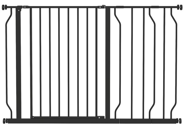 PawHut Cancelletto per Cani, Montaggio a Pressione e Lunghezza Regolabile, in Acciaio/ABS, 75-115x76 cm, Nero | Aosom Italy