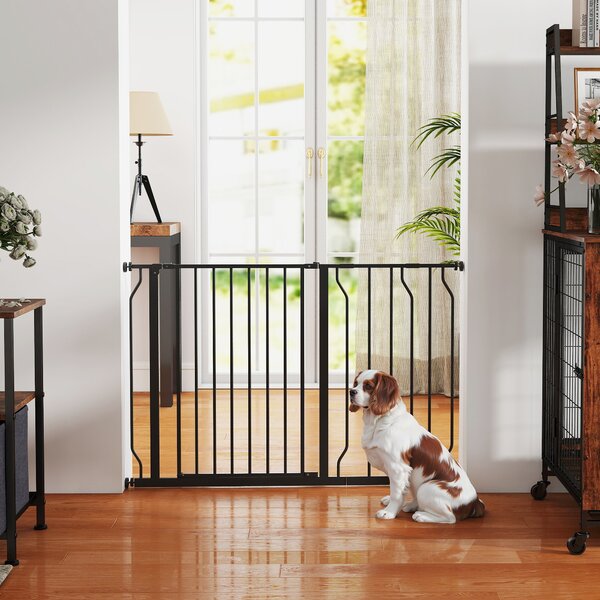 PawHut Cancelletto per Cani, Montaggio a Pressione e Lunghezza Regolabile, in Acciaio/ABS, 75-115x76 cm, Nero | Aosom Italy