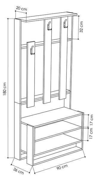 Mobile per ingresso da parete beige e antracite 90x180h cm - Toraji