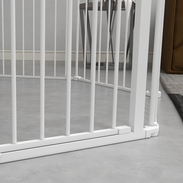 PawHut Recinto 2-in-1 per cuccioli e barriera, 8 pannelli, porta bloccabile, acciaio, altezza 90 cm, bianco | Aosom Italy