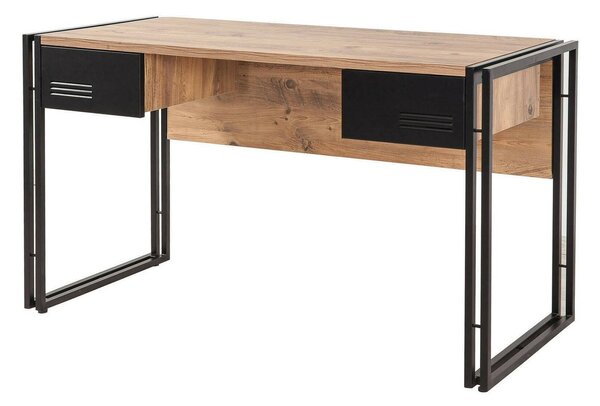 Scrivania lineare quercia e nera 139x60cm metallo - Grimilde
