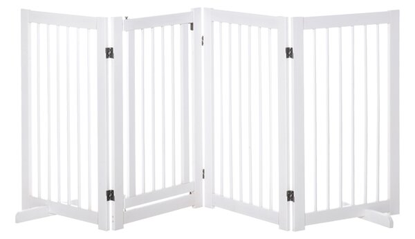 PawHut Cancello divisorio per cani Autoportante con piedi, per porte Scale e Porte, Cucina e Corridoio, 220x91 cm, Bianco | Aosom Italy