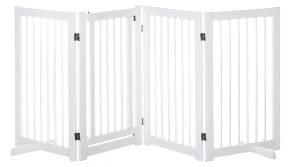 PawHut Cancello divisorio per cani Autoportante con piedi, per porte Scale e Porte, Cucina e Corridoio, 220x91 cm, Bianco | Aosom Italy
