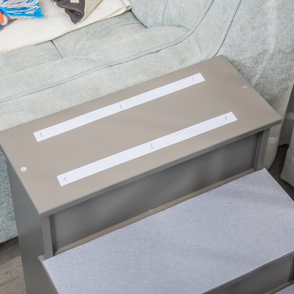 PawHut Scala con 4 gradini, pelo corto, cani/gatti e animali, fino a 30 kg, 40x59x54,2 cm, Grigio | Aosom Italy
