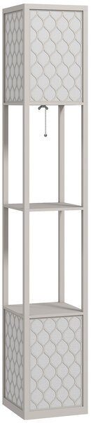 HOMCOM Lampada moderno da terra con 2 ripiani e interruttore a catena, 26x26x156 cm, Nero e Bianco | Aosom Italy