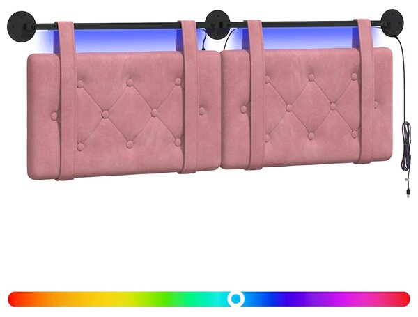 Testiera sospesa Con luce LED Rosa Velluto