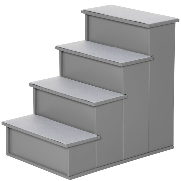 PawHut Scala con 4 gradini, pelo corto, cani/gatti e animali, fino a 30 kg, 40x59x54,2 cm, Grigio | Aosom Italy
