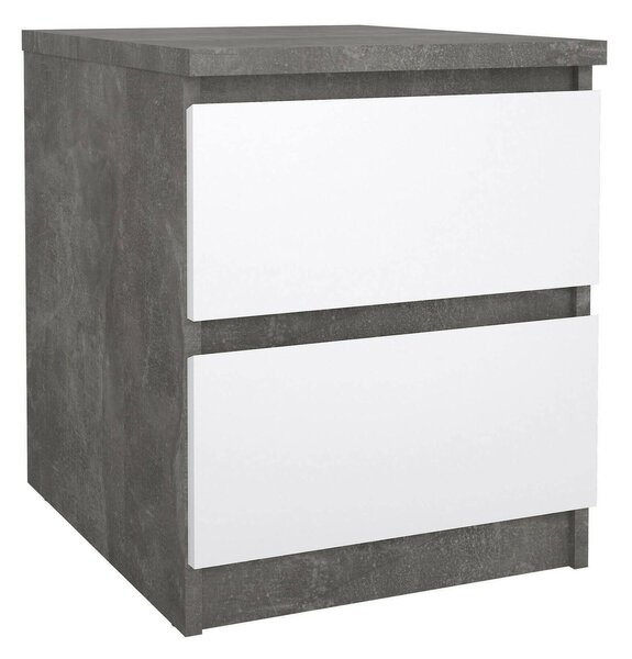 Comodino moderno cemento e bianco lucido 50x40x49h cm - Azar