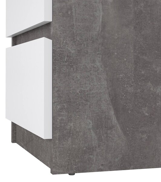 Comodino moderno cemento e bianco lucido 50x40x49h cm - Azar