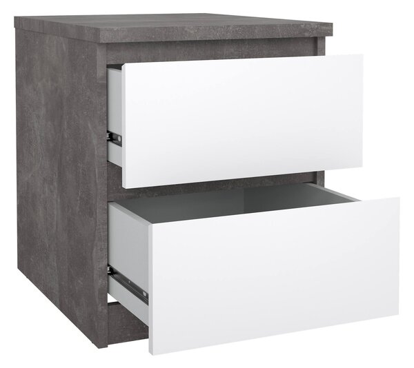 Comodino moderno cemento e bianco lucido 50x40x49h cm - Azar