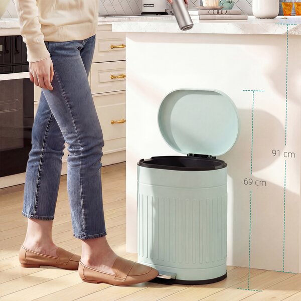 HOMCOM Pattumiera 20L a Pedale con Coperchio Secchio Interno Rimovibile Funzione Soft-Close 36,5 x 31,2 x 45 cm, Verde | Aosom Italy