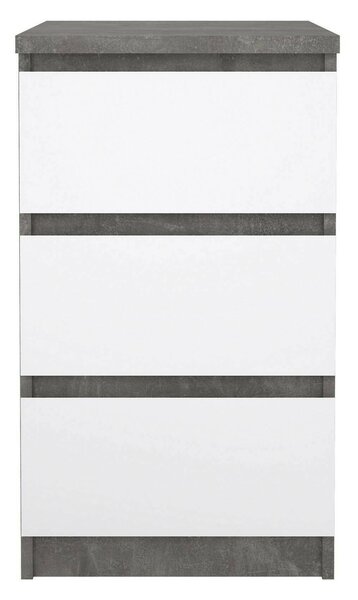 Cassettiera 3 cassetti cemento e bianca lucida 50x70h cm - Accudino