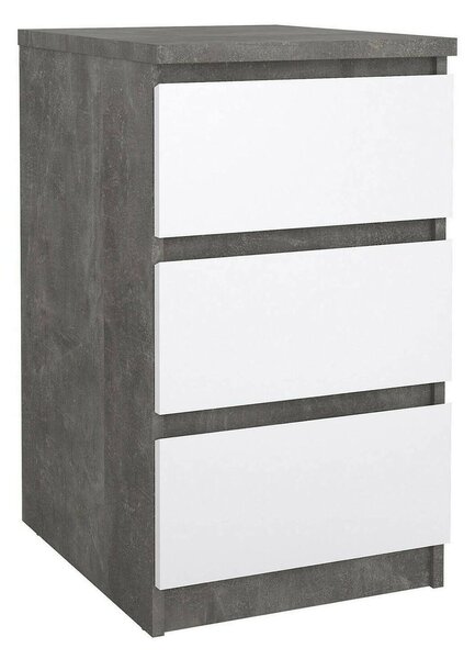 Cassettiera 3 cassetti cemento e bianca lucida 50x70h cm - Accudino