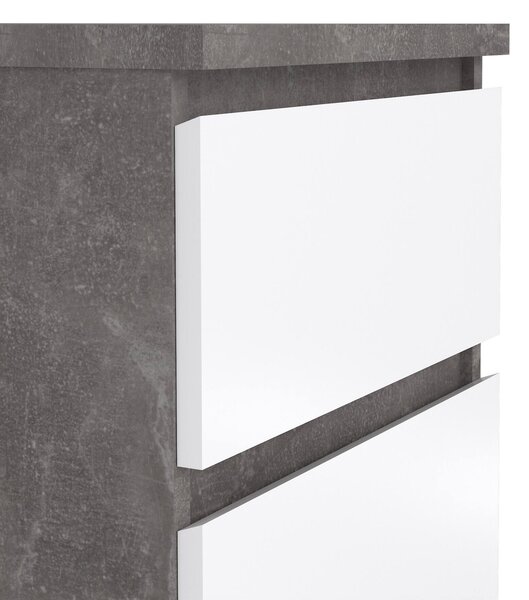 Comodino moderno cemento e bianco lucido 50x40x49h cm - Azar