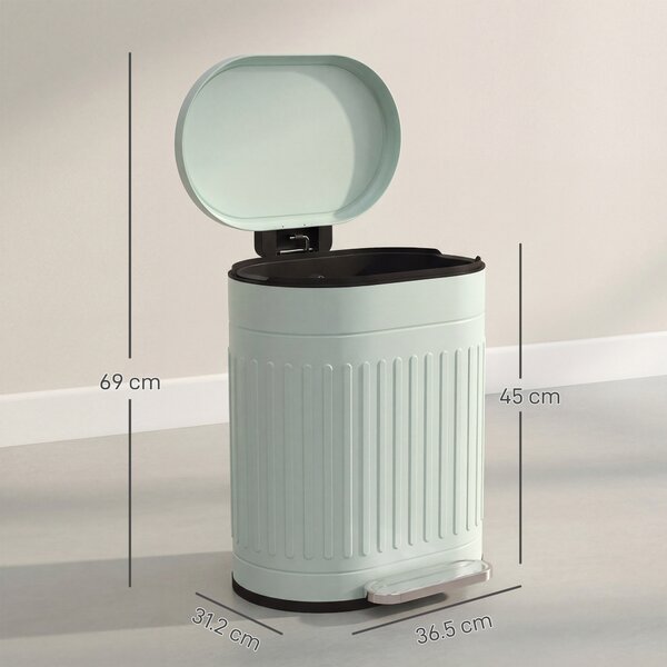 HOMCOM Pattumiera 20L a Pedale con Coperchio Secchio Interno Rimovibile Funzione Soft-Close 36,5 x 31,2 x 45 cm, Verde | Aosom Italy